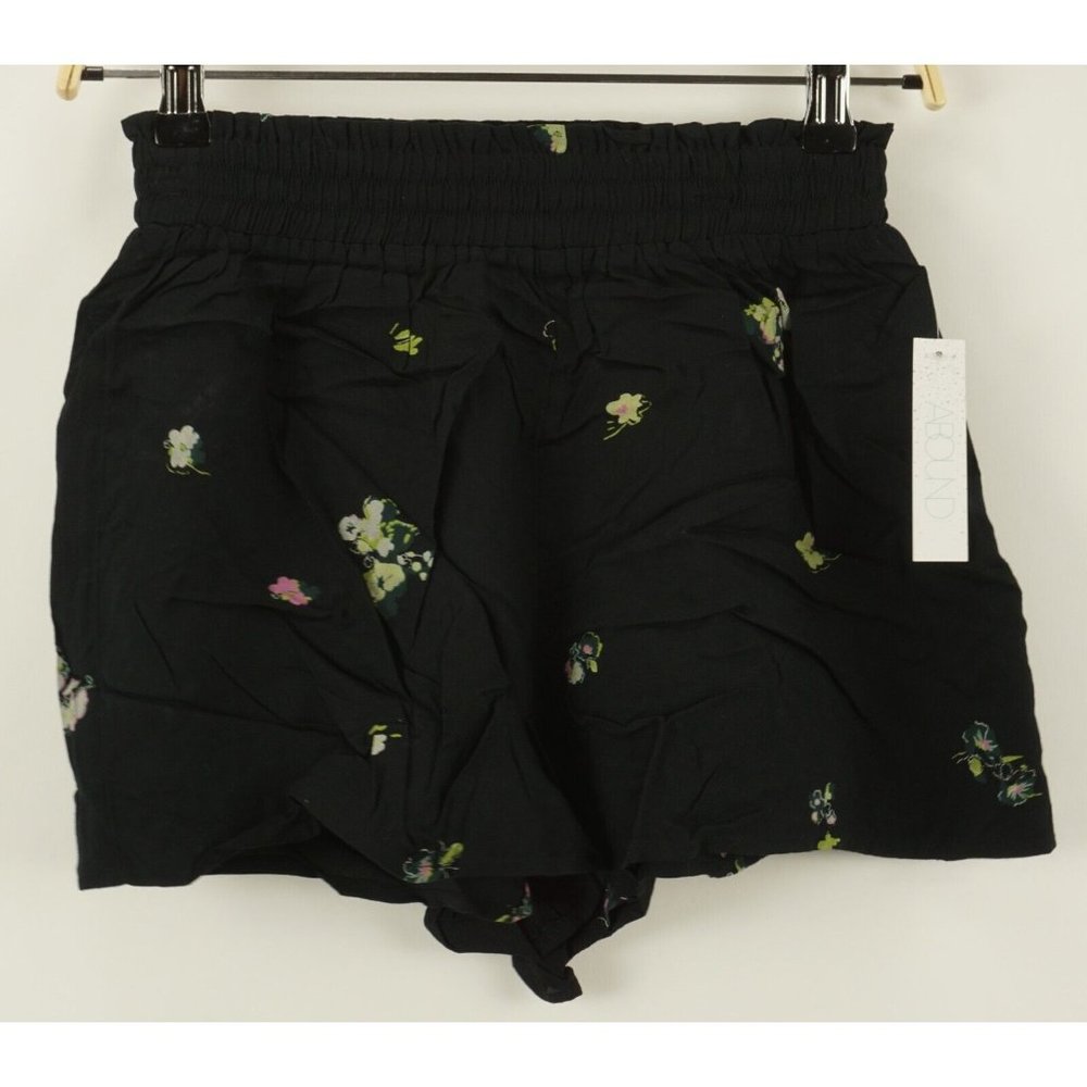 New ABOUND Women's‎ XS Black Crepe Floral Lightweight Stretch High Waist  Shorts